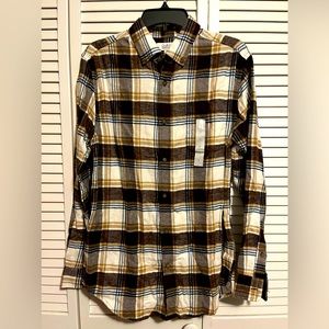 Great Croft & Barrow men’s size S brown plaid button up flannel shirt NWT